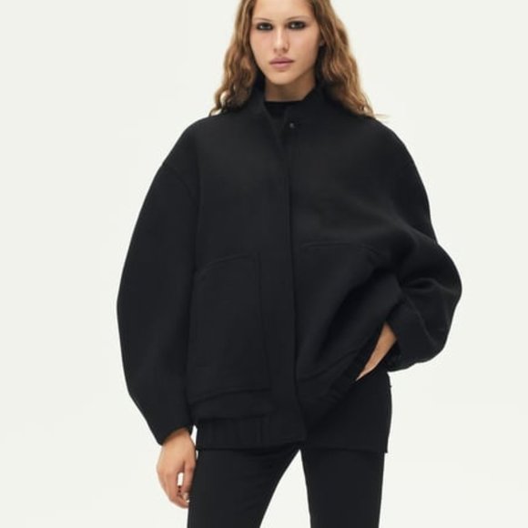 NWT ZARA ZW COLLECTION WOOL BOMBER S, L - Picture 1 of 8